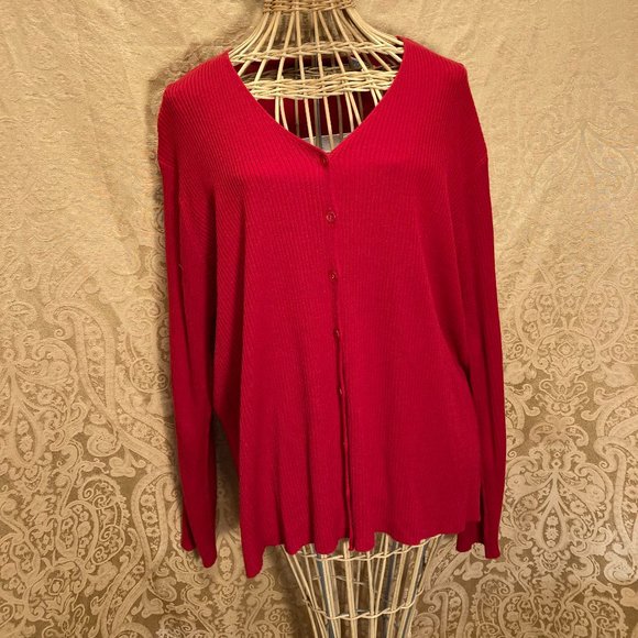 SAG HARBOR RED KNIT LONG SLEEVE SWEATER CARDIGAN SIZE XL - Picture 1 of 6